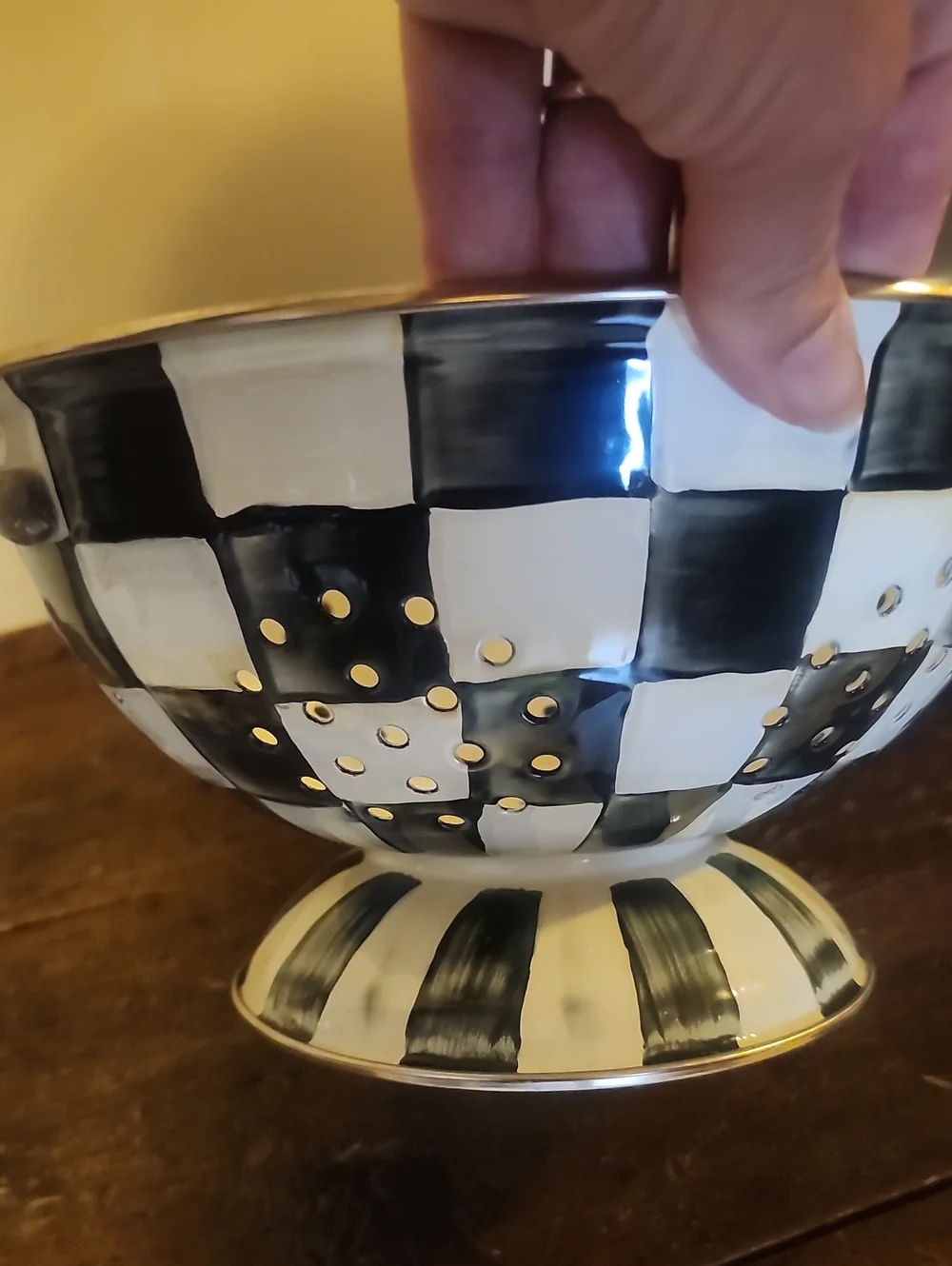 MacKenzie-Childs Courtly Check Large Colander 2.75 Quarts